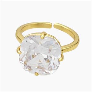Copper Ring Pave White Zirconia Gold Plated, approx 12mm, 18mm dia [FD19232]