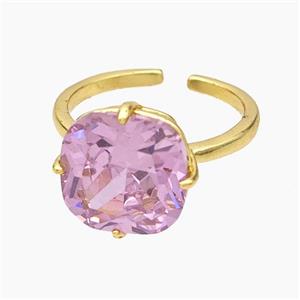 Copper Ring Pave Pink Zirconia Gold Plated, approx 12mm, 18mm dia [FD19233]