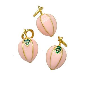 Copper Carambola Pendant Pink Enamel Gold Plated, approx 8-10mm [FD19254]