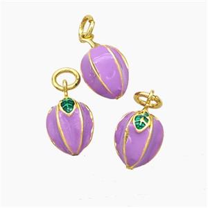 Copper Carambola Pendant Lavender Enamel Gold Plated, approx 8-10mm [FD19255]