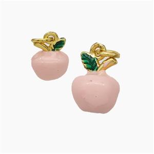 Copper Apple Pendant Pink Enamel Gold Plated, approx 10mm [FD19256]
