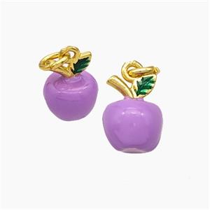 Copper Apple Pendant Lavender Enamel Gold Plated, approx 10mm [FD19257]