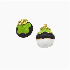 Copper Fruit Pendant White Black Enamel Gold Plated, approx 8mm [FD19260]