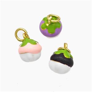 Copper Fruit Pendant Enamel Gold Plated Mixed Color, approx 8mm [FD19263]