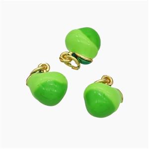 Copper Pear Charms Pendant Green Enamel Gold Plated, approx 10mm [FD19264]