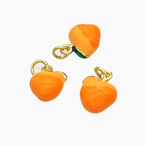 Copper Pear Charms Pendant Ornage Enamel Gold Plated, approx 10mm [FD19265]