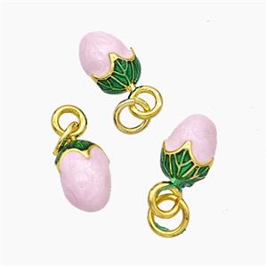 Copper Mango Pendant Pink Enamel Gold Plated, approx 6-9mm [FD19267]