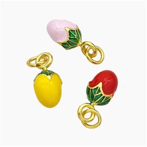 Copper Mango Pendant Enamel Gold Plated Mixed, approx 6-9mm [FD19270]
