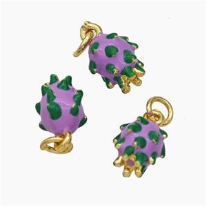 Copper Pitaya Pendant Green Lavender Enamel Gold Plated, approx 7-10mm [FD19272]