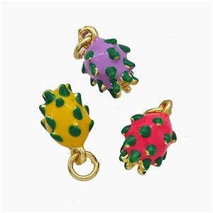 Copper Pitaya Pendant Enamel Gold Plated Mixed, approx 7-10mm [FD19274]