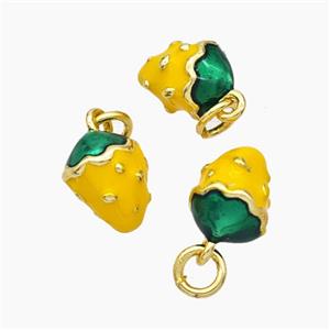 Copper Strawberry Pendant Yellow Enamel Gold Plated, approx 8-10mm [FD19276]