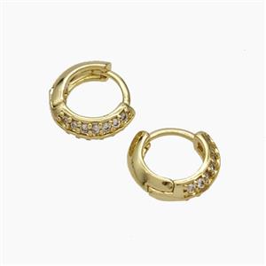 Copper Hoop Earrings Micropave Zirconia Gold Plated, approx 10mm dia [FD19285]