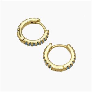 Copper Hoop Earrings Micropave Zirconia Gold Plated, approx 11mm dia [FD19288]