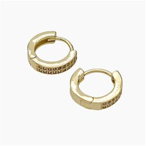 Copper Hoop Earrings Micropave Zirconia Gold Plated, approx 12mm dia [FD19290]