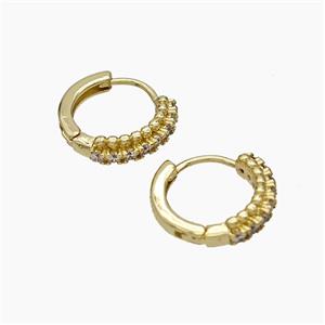 Copper Hoop Earrings Micropave Zirconia Gold Plated, approx 14mm dia [FD19292]