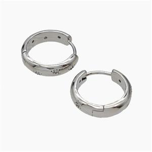 Copper Hoop Earrings Micropave Zirconia Platinum Plated, approx 16mm dia [FD19293]
