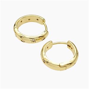 Copper Hoop Earrings Micropave Zirconia Gold Plated, approx 16mm dia [FD19294]