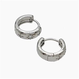 Copper Hoop Earrings Micropave Zirconia Platinum Plated, approx 14mm dia [FD19295]