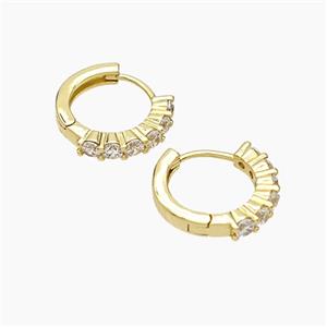 Copper Hoop Earrings Micropave Zirconia Gold Plated, approx 15mm dia [FD19300]