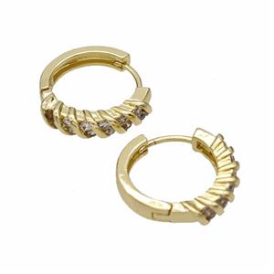 Copper Hoop Earrings Micropave Zirconia Gold Plated, approx 18mm dia [FD19310]