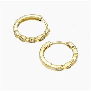 Copper Hoop Earrings Micropave Zirconia Gold Plated, approx 15mm dia [FD19314]