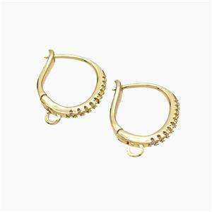 Copper Latchback Earrings Micropave Zirconia Gold Plated, approx 12-16mm [FD19318]