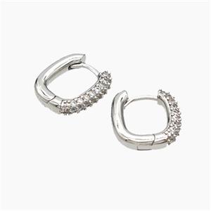 Copper Latchback Earrings Micropave Zirconia Platinum Plated, approx 12mm [FD19319]