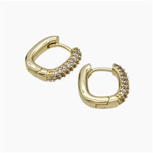 Copper Latchback Earrings Micropave Zirconia Gold Plated, approx 12mm [FD19320]