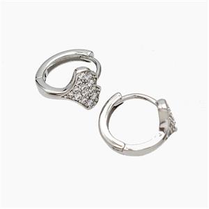 Copper Hoop Earrings Micropave Zirconia Ginkgo Leaf Gold Plated, approx 8mm, 10mm dia [FD19330]