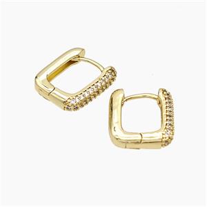 Copper Latchback Earrings Micropave Zirconia Gold Plated, approx 12-14mm [FD19343]