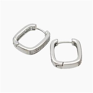 Copper Latchback Earrings Micropave Zirconia Platinum Plated, approx 15-16mm [FD19344]