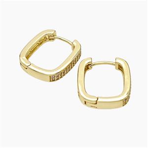 Copper Latchback Earrings Micropave Zirconia Gold Plated, approx 15-16mm [FD19345]