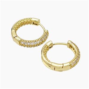 Copper Hoop Earrings Micropave Zirconia Gold Plated, approx 17mm dia [FD19347]
