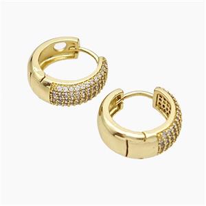 Copper Hoop Earrings Micropave Zirconia Gold Plated, approx 6mm, 16mm dia [FD19349]