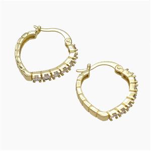 Copper Leaveback Earrings Micropave Zirconia Gold Plated, approx 18-20mm [FD19351]