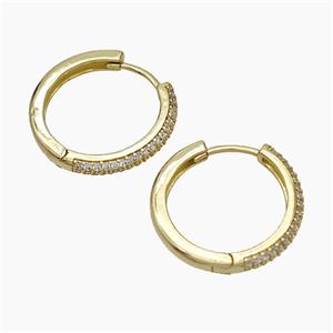 Copper Hoop Earrings Micropave Zirconia Gold Plated, approx 20mm dia [FD19353]