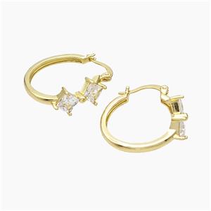 Copper Leaveback Earrings Pave Zirconia Gold Plated, approx 8mm, 20-25mm [FD19358]