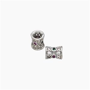 Copper Tube Beads Micropave Zirconia Platinum Plated, approx 4-5mm [FD19374]