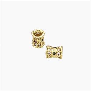 Copper Tube Beads Micropave Zirconia Gold Plated, approx 4-5mm [FD19375]