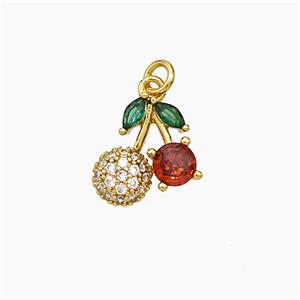 Copper Cherry Pendant Pave Zirconia Gold Plated, approx 11mm [FD19379]