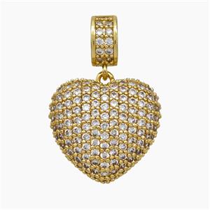 Copper Heart Pendant Micropave Zirconia Gold Plated, approx 16mm, 6-8mm [FD19381]