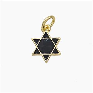 Enamel Daivd Star Pendant Black Enamel Gold Plated, approx 10mm [FD19383]