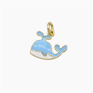 Copper Dolphin Pendant Blue Enamel Gold Plated, approx 8-11mm [FD19384]