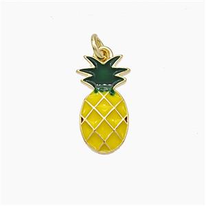 Copper Pineapple Pendant Yellow Enamel Gold Plated, approx 7-14mm [FD19386]