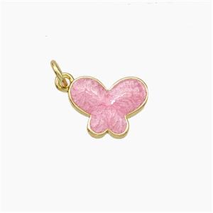 Copper Butterfly Pendant Pink Painted Gold Plated, approx 8-10mm [FD19392]