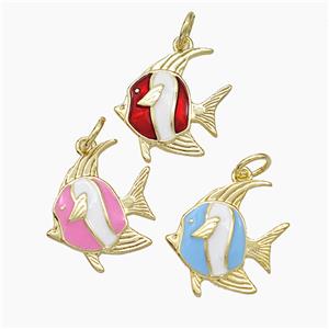 Copper Fish Pendant Enamel Gold Plated Mixed, approx 15mm [FD19407]