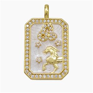 Copper Tarot Card Pendant Pave Zirconia Zodiac Leo Painted Gold Plated, approx 14-20mm [FD19421]