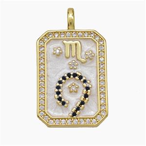 Copper Tarot Card Pendant Pave Zirconia Zodiac Scorpio Painted Gold Plated, approx 14-20mm [FD19424]