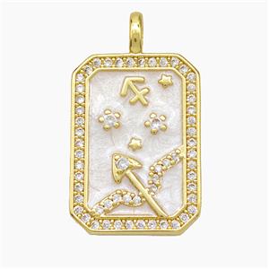 Copper Tarot Card Pendant Pave Zirconia Zodiac Sagittarius Painted Gold Plated, approx 14-20mm [FD19425]