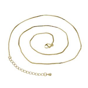 Copper Box Necklace Chain Gold Plated, approx 1mm, 45-50cm length [FD19430]